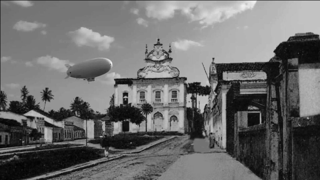 A passagem do zeppelin sobre a cidade parahyba foi reconstituída em américo.
