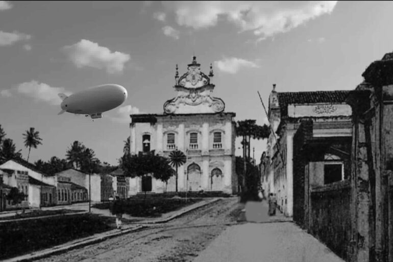 A passagem do zeppelin sobre a cidade parahyba foi reconstituída em américo.